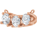14K Gold Round Lab-Grown Diamond Three-Stone Curved Bar Necklace - Rose Gold - view 2
