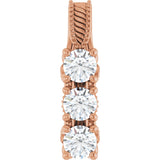 14K Gold Round Natural Diamond Three-Stone Pendant – 5/8 CTW - Rose Gold