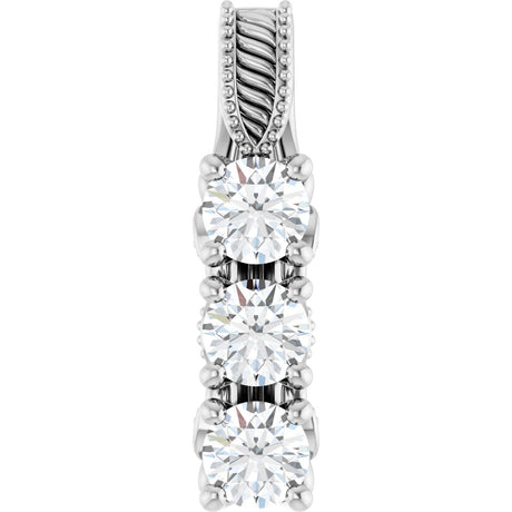 14K Gold Round Lab-Grown Diamond Three-Stone Pendant – 5/8 CTW - White Gold