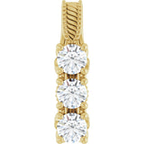 14K Gold Round Lab-Grown Diamond Three-Stone Pendant – 5/8 CTW - Yellow Gold
