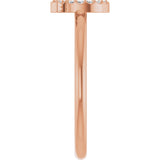 14K Gold Round Natural Diamond Accented Initial Ring - Rose Gold - view 4