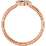 14K Gold Round Natural Diamond Accented Initial Ring - Rose Gold - view 2