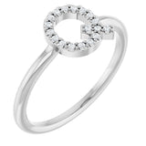 14K Gold Round Natural Diamond Accented Initial Ring - White Gold
