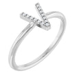 Platinum Round Natural Diamond Accented Initial Ring