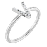 Platinum Round Natural Diamond Accented Initial Ring