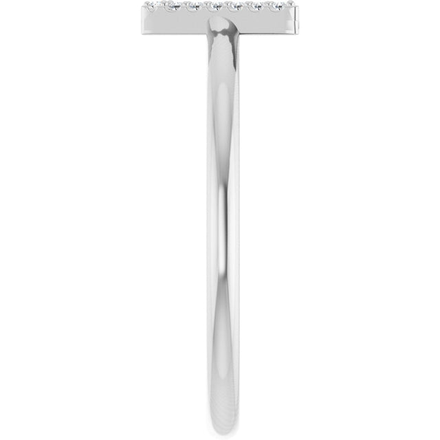Platinum Round Natural Diamond Accented Initial Ring - view 4