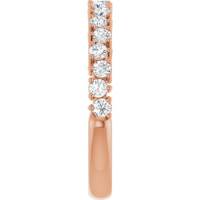 14K Gold Round Lab-Grown Diamond Anniversary Band – 1.7-2.5mm Stones - Rose Gold - view 4