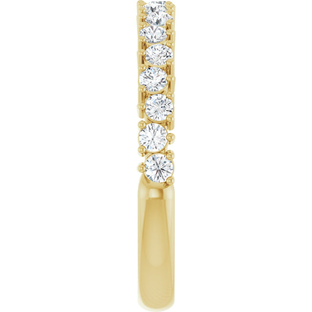 14K Gold Round Natural Diamond Anniversary Band – 1.7-2.5mm Stones - Yellow Gold - view 4