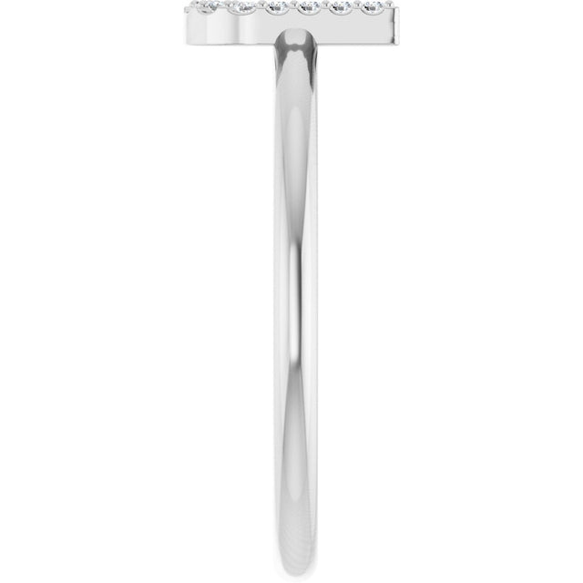 Platinum Round Natural Diamond Accented Initial Ring - view 4