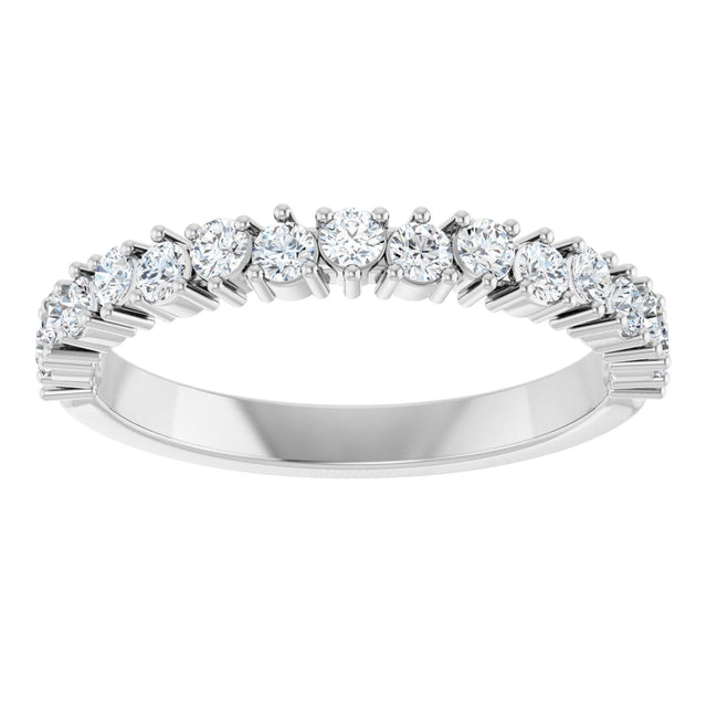 14K Gold Round Natural Diamond Anniversary Band – 1.7-2.5mm Stones - White Gold - view 3