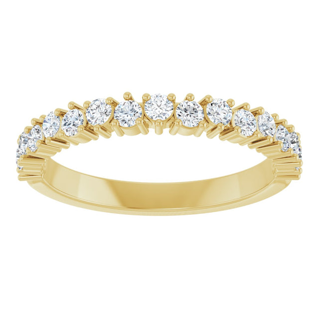 14K Gold Round Natural Diamond Anniversary Band – 1.7-2.5mm Stones - Yellow Gold - view 3