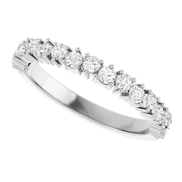 14K Gold Round Natural Diamond Anniversary Band – 1.7-2.5mm Stones - White Gold - view 5