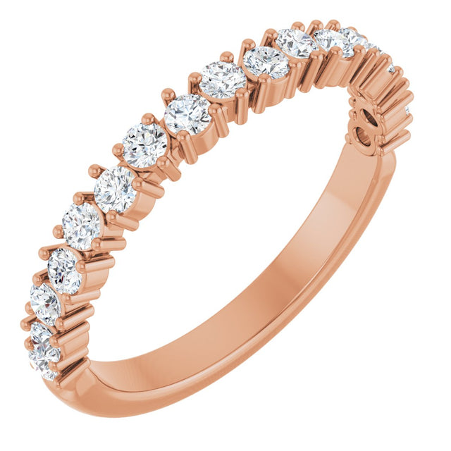 14K Gold Round Lab-Grown Diamond Anniversary Band – 1.7-2.5mm Stones - Rose Gold