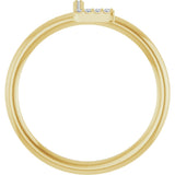 14K Gold Round Natural Diamond Accented Initial Ring - Yellow Gold - view 2