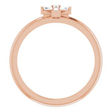14K Gold Tapered Baguette Natural Diamond Accented Stackable Cross Ring - Rose Gold - view 2