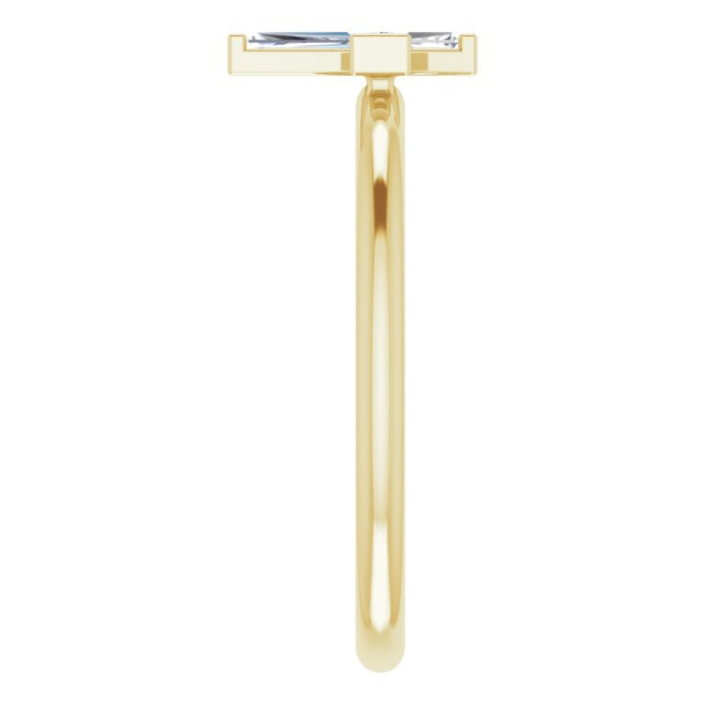 14K Gold Tapered Baguette Natural Diamond Accented Stackable Cross Ring - Yellow Gold - view 4