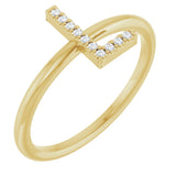 14K Gold Round Natural Diamond Accented Initial Ring - Yellow Gold