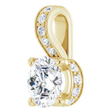 14K Gold Round Lab-Grown Diamond Accented Hidden Halo-Style Pendant - Yellow Gold - view 2