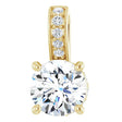 14K Gold Round Natural Diamond Accented Hidden Halo-Style Pendant - Yellow Gold