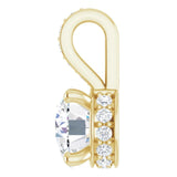 14K Gold Round Natural Diamond Accented Hidden Halo-Style Pendant - Yellow Gold - view 3