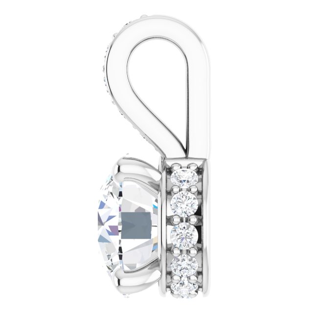 Platinum Round Natural Diamond Accented Hidden Halo-Style Pendant - view 3