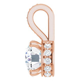 14K Gold Round Natural Diamond Accented Hidden Halo-Style Pendant - Rose Gold - view 3