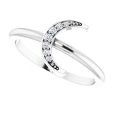 Platinum Round Natural Diamond Stackable Crescent Ring - view 5