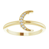 14K Gold Round Natural Diamond Stackable Crescent Ring - Yellow Gold - view 3