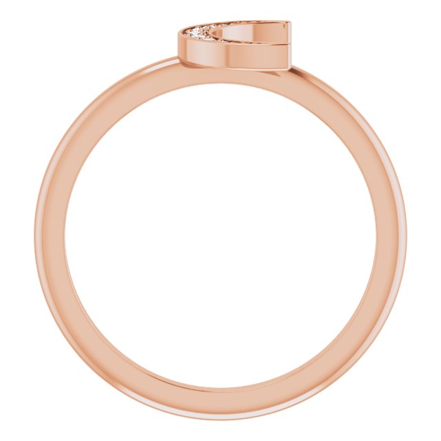 14K Gold Round Natural Diamond Stackable Crescent Ring - Rose Gold - view 2