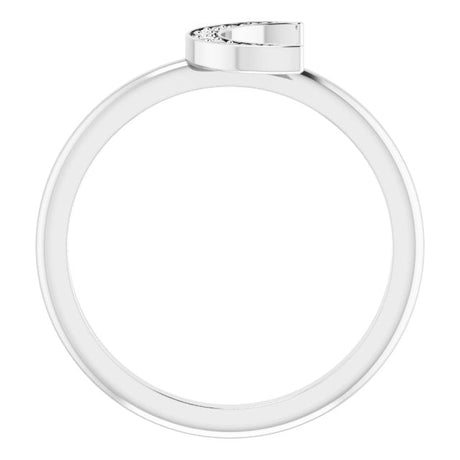 Platinum Round Natural Diamond Stackable Crescent Ring - view 2