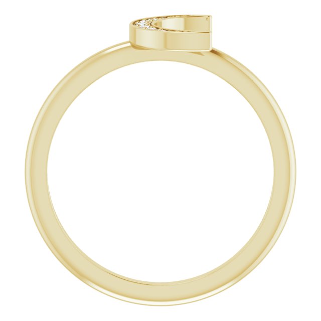 14K Gold Round Natural Diamond Stackable Crescent Ring - Yellow Gold - view 2