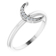 Platinum Round Natural Diamond Stackable Crescent Ring
