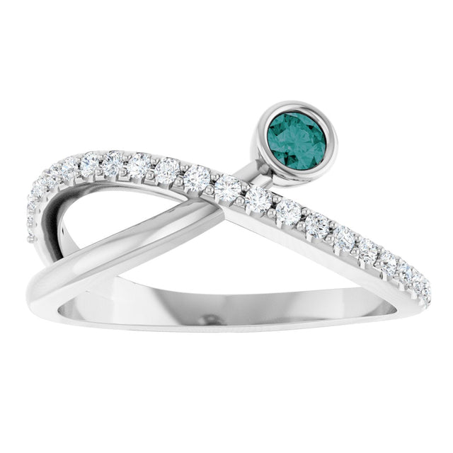 Platinum Round Natural Alexandrite Criss-Cross Bezel-Set Ring – 3mm Stones - view 3