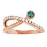 14K Gold Round Natural Alexandrite Criss-Cross Bezel-Set Ring – 3mm Stones - Rose Gold - view 3