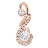 14K Gold Pear Natural Diamond Freeform Necklace or Pendant - Rose Gold