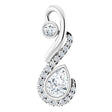 14K Gold Pear Natural Diamond Freeform Necklace or Pendant - White Gold