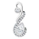14K Gold Pear Natural Diamond Freeform Necklace or Pendant - White Gold