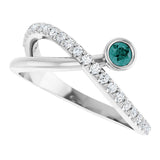 Platinum Round Natural Alexandrite Criss-Cross Bezel-Set Ring – 3mm Stones - view 5