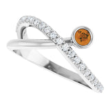 Platinum Round Natural Citrine Criss-Cross Bezel-Set Ring – 3mm Stones - view 5