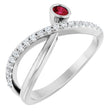 Platinum Round Natural Ruby Criss-Cross Bezel-Set Ring – 3mm Stones