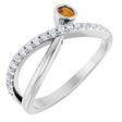 Platinum Round Natural Citrine Criss-Cross Bezel-Set Ring – 3mm Stones