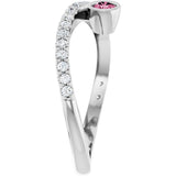 Platinum Round Natural Pink Tourmaline Criss-Cross Bezel-Set Ring – 3mm Stones - view 4