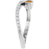 14K Gold Round Natural Citrine Criss-Cross Bezel-Set Ring – 3mm Stones - White Gold - view 4