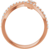 14K Gold Round Natural White Sapphire Criss-Cross Bezel-Set Ring – 3mm Stones - Rose Gold - view 2