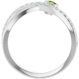 Platinum Round Natural Peridot Criss-Cross Bezel-Set Ring – 3mm Stones - view 2