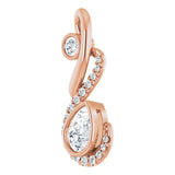 14K Gold Pear Natural Diamond Freeform Necklace or Pendant - Rose Gold - view 2