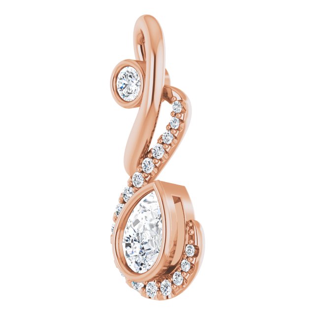 14K Gold Pear Natural Diamond Freeform Necklace or Pendant - Rose Gold - view 2