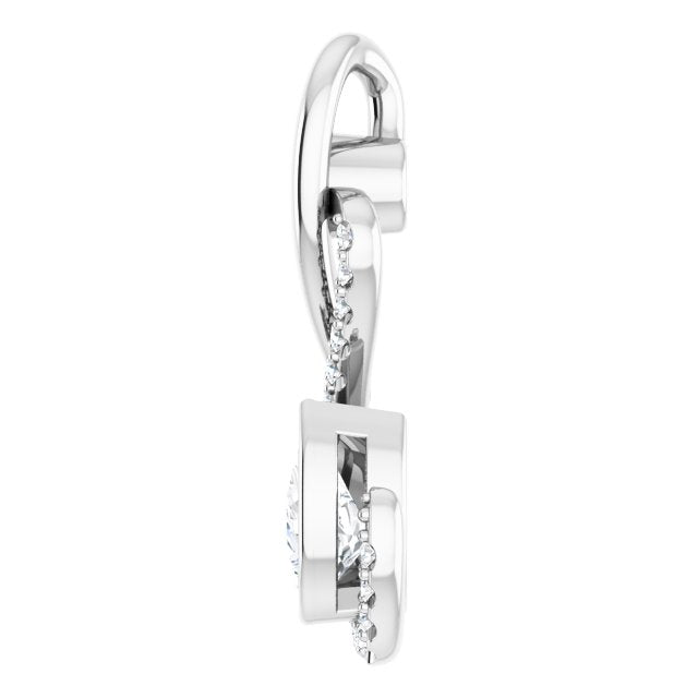 Platinum Pear Natural Diamond Freeform Necklace or Pendant - view 3