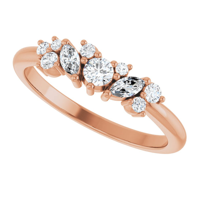 14K Gold Natural Diamond Multi-Shape Ring - Rose Gold - view 5