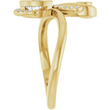 14K Gold Pear Natural Diamond Bezel-Set Bypass Ring – 6x4mm - Yellow Gold - view 4